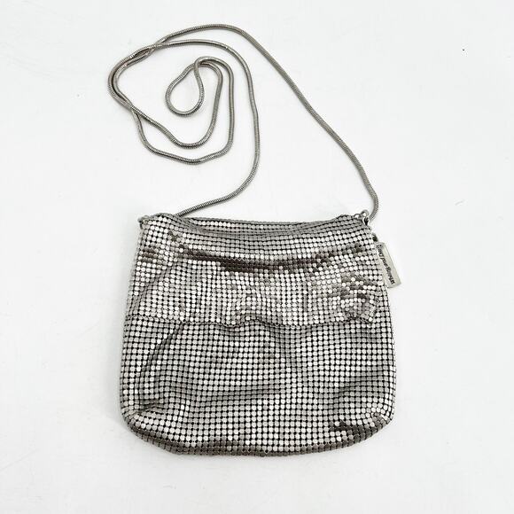 Whiting & Davis Silver Cross Body Purse Sterling Plated Metal Mesh - Picture 1 of 5